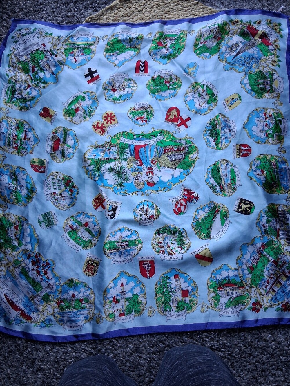 VTG Germany Map Scarf Heavy Weight Black Forest Heidelberg Baden-Baden